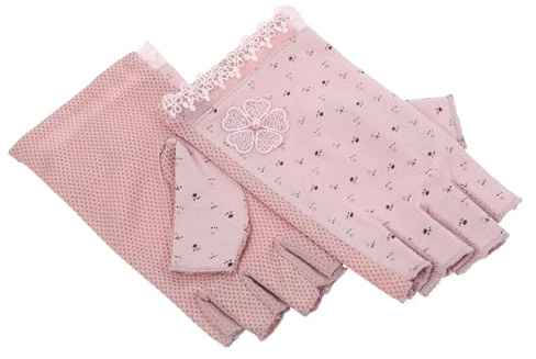 Didiseaon Breathable Cotton Fingerless Sun Gloves for Women Half Finger Design Outdoor Riding Gloves Lightweight with UV Protection