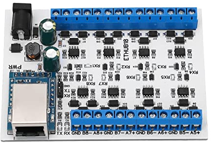 plplaaoo Convertisseur de hub RJ45 à 8 Protection Contre Les surtensions TV Haute Performance Débit en bauds réglable Montage sur Rail DIN35 pour systèmes de Surveillance de sécurité de (Module Hub)