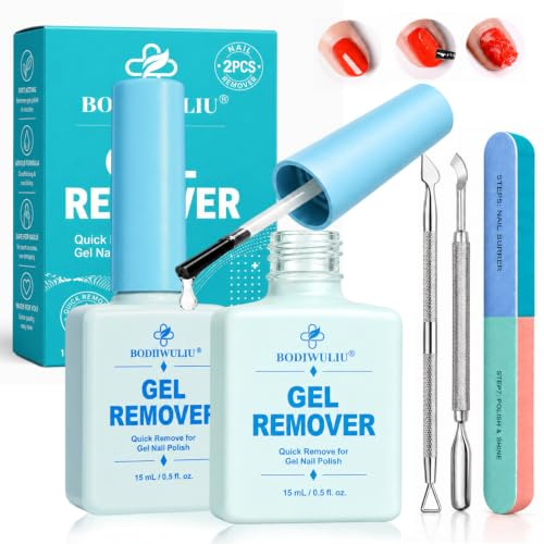 2 Pezzi Magic Remover Semipermanente, Solvente per Unghie Gel Celeste | Rimozione Rapida e Semplice in 3-5 Minuti, senza Ammollo o Avvolgimento, Protegge le Unghie, per Casa e Salone di Bellezza