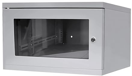 Dynamode Server Rack Data Cabinet - 6U 280mm Deep Wall Mounted 19 Inch Storage Rack for Home, Office, Server Room Computer Equipment with Glass Door, Removable Side Panels, Front-Rear Lockable