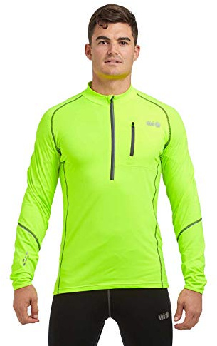 Time To Run Long Sleeve Running/Gym/Sports Top For Men Thermal Breathable Quick Dry Shirt Ideal For Winter With Chest Pocket & Thumbloops Small 36- 38 Lime