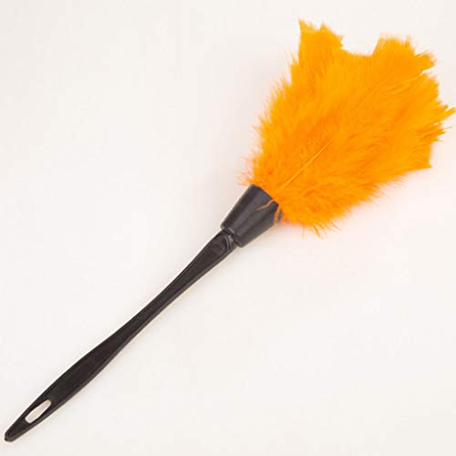 1 mini limpiador de polvo Magic Soft con mango de pluma, antiestático, color naranja.