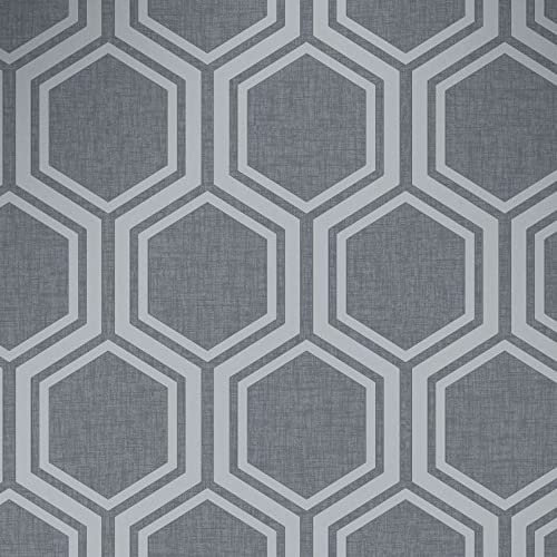 Arthouse Metallic Textures Luxe Hexagon Gunmetal Silver Wallpaper 906601 - Geo