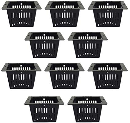 DOITOOL Square Planting Basket - Black, Soilless Culture, Slotted Mesh Net Pots - Aquaponics & Hydroponics - 10PCS