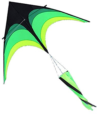 TX GIRL 2m Green Triangle Kite With Long Ribbon Power Kite Umbrella Cloth Prairie Good Flying (Color : Kite with windsock)