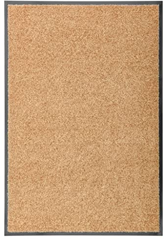vidaXL Fußmatte Waschbar Schmutzfangmatte Türmatte Fußabtreter Schmutzmatte Schmutzfangläufer Sauberlaufmatte Innen Außen Creme 60x90cm