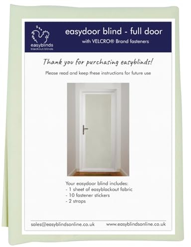 Easyblinds Easydoor blind for glazed doors, quick fix instant blind, cream, full door standard width, self-adhesive attachments, cut to size and shape as required