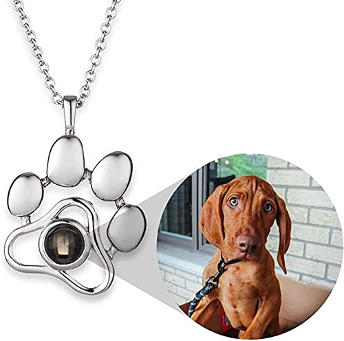 Glooraca Personalisierte Foto Projektion Halskette Mit Haustier Foto Hund Pfote für Geschenk