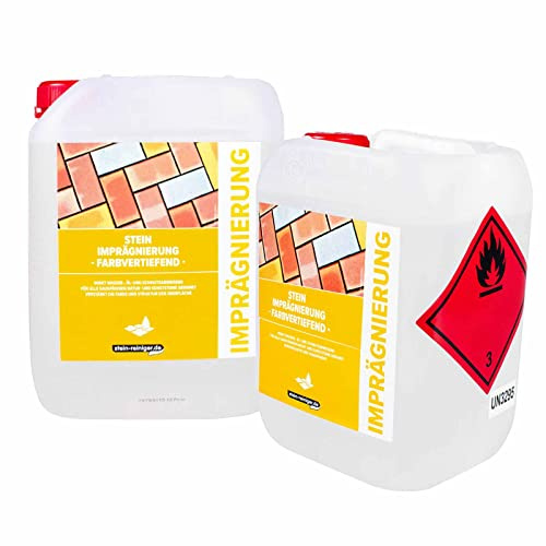 Stein-Reiniger Farbvertiefer Imprägnierung 5 L | Natur- & Kunststein | Nasseffekt für saugfähige Oberflächen | 2er Pack Steinpflege | Hybrid-Formel schützt vor Wasser, Öl sowie Schmutz
