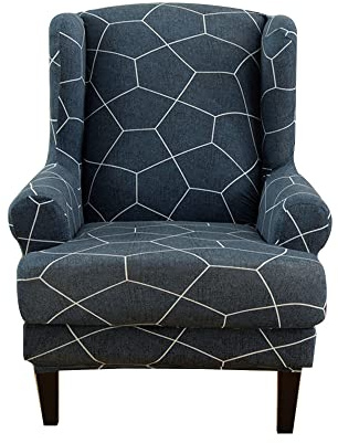 Highdi 2 Teilig Ohrensessel Überzug, Sessel-Überwürfe Ohrensessel Schonbezüge Bezug Sesselhusse Elastisch Stretch Tiger Stuhlbezug mit Armlehne Hohe Rückenlehne Universal (Gentleman)