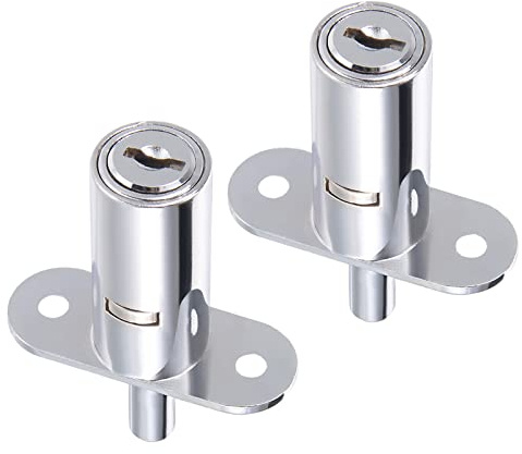 QUARKZMAN 2 Stück Zylinder Schrankschloss 3/4 Durchm. Schlüssel Ähnlich | Schiebekolben, Schublade Türschloss, Mit 4 Schlüsseln, Zylinderlänge 40mm