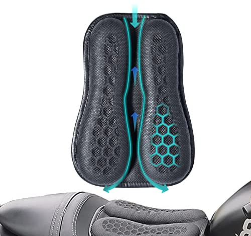 ELCYCO Foldable Motorcycle Seat Cushion,High Elasticity Gel 3D Honeycomb Comfortable Breathable Shock Absorption for Long Ride Seat Cover