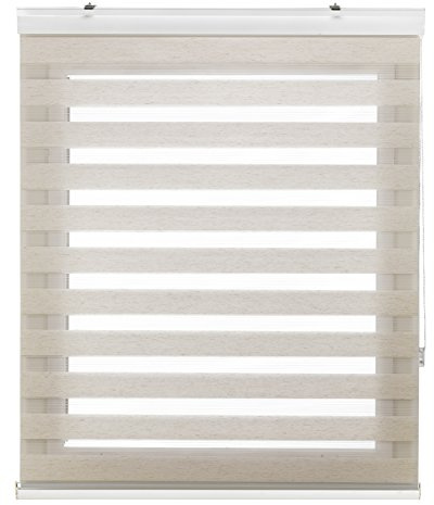 Decorblind Rollo für Tag und Nacht mit Galerie, Montage an Wand oder Decke, 160 x 180 cm, Stoff 157 x 175 cm, naturfarben, für Fenster