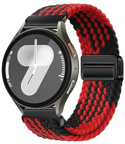 XMUXI 20 mm nylonarmband, kompatibelt med Samsumg Galaxy 7/6/5/4 40/44 mm/FE/Galaxy 6 Classic/5 Pro/4 Classic, magnetiskt klockarmband för sportklocka, för damer och herrar, elastiskt och flätat