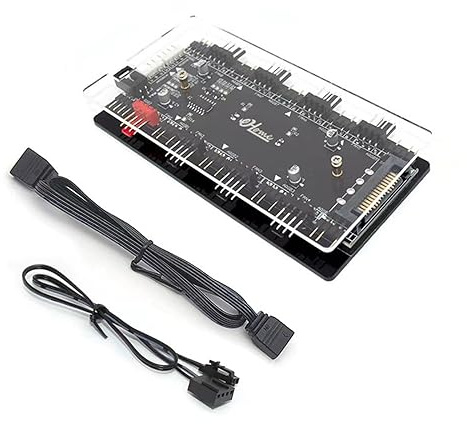 ZAYIUKI Konverter,hochwertiger RGB-Konverter 12V 4Pin zu 5V 3Pin RGB Transfer Hub SATA-Schnittstelle Magnetinstallation für RGB 3PIN