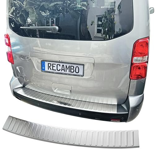 Recambo Protection de seuil de chargement en acier inoxydable mat brossé avec texture - Compatible avec Peugeot Expert 3 - Année de construction à partir de 2016 - Style et protection pour les