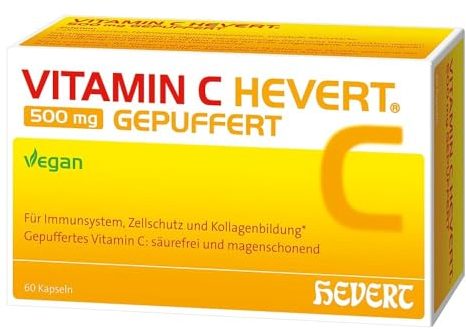 Vitamin C Hevert 500 mg gepuffert als magenfreundliches Multi-Talent für die Gesundheit, 60 St. Kapseln
