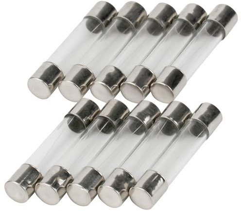 Confezione da 10 fusibili SeKi 0,8 A (800 mA), 6 x 30 mm, fusibili in vetro 250 V