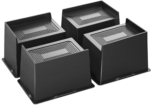 MYMULIKE Bed Risers 6 inch Heavy Duty Furniture Risers, Up to 6000 Lbs Bed lifts Blocks for Couch Desk Sofa Table bookshelf（Black 4 Pack,6 inch）