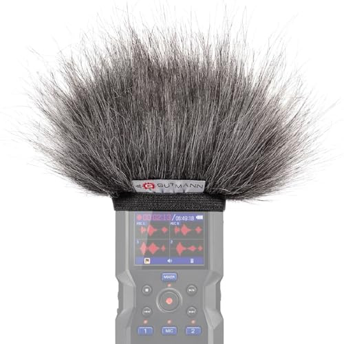 Gutmann Mikrofon Windschutz Fell für Zoom H4essential Grey Handgefertigt in Deutschland