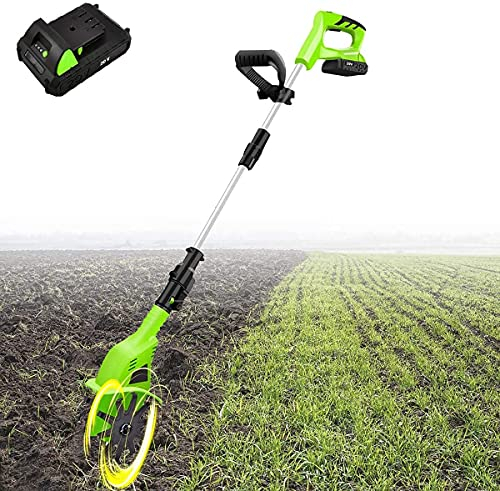 Motozappa da Giardino, Motozappe/Coltivatori Elettrici a Batteria, Leggero 4000mAh Grande capacità, Motozappe da Giardino a Batteria 20V, Asta Retrattile da 97 cm-127 cm e Maniglia