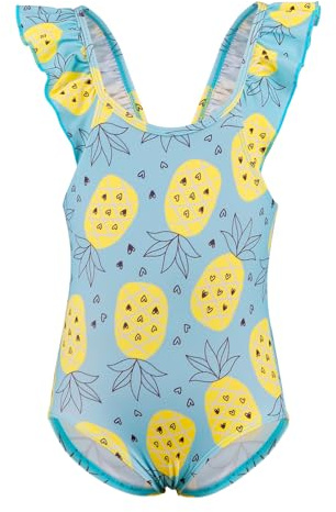 TIZAX Costume Intero per Bambina Costume da Bagno Bimba Carino con Volant Costume Piscina per Vacanze Estive ad Asciugatura Rapida Ananas 5 Anni