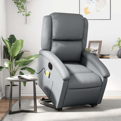 Homgoday Elektrischer Massagesessel mit Aufstehhilfe - Bequemer Sitz, Kunstleder, Schwarz - Wohnzimmer oder Büro Model3204250