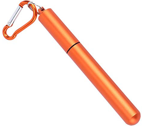 Kit de Brosse de Nettoyage de Paille Rétractable en Acier Inoxydable, Paille Portable Réutilisable pour Pique-nique Orange
