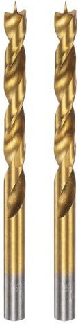 sourcing map 2pcs Brad Point Drill Bit 8mm(5/16) Dia Straight Round Shank Drill Metric Brad Point Spiral Twist Drill Bits for Carpenter Woodworking Plastic Rubber, Golden