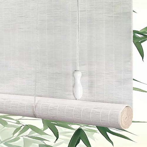 Bambusrollo Innen/außen/Garten Retro Raffrollo Sonnenschutzrollo Anpassbar Größe Bambus Rollo Fenster Rollo aus Bambus Weiß Verdunkelnd Und Atmungsaktiv Rollo Anti-Uv Bambus Jalousien