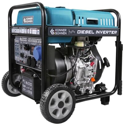 K&S Könner&Söhnen Generatori inverter diesel KS 6100iDE ATSR, unità di emergenza diesel 5,5 kW, 2 x Schuko 230 V, CEE 230 V 32 A, display LED, inverter diesel – generatore di corrente con