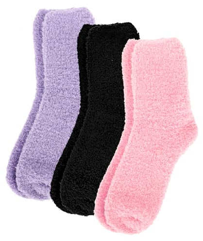 Psyqtsuary 3 pares de calcetines de peluche para mujer, calcetines cálidos para mujer, mullidos, multicolor, térmicos, alta elasticidad, calcetines de Navidad, calcetines para dormir, calcetines