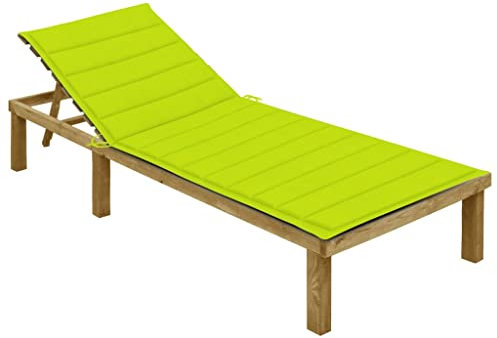 Annlera Sonnenliege Relaxliege aus Holz mit Hellgrün Auflage Liegestuhl Wetterfest Gartenmöbel Klappbare Liegenauflage für Garten Terrasse oder Balkon Ergonomischen Designs 200x70x77 cm