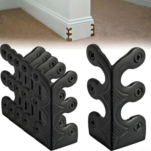 EasyByMall 6 Stück Sockelleisten-Eckenschutz, Vintage Metall Eckenschutz, Eisen-Sockelleisten-Eckenschutz, Möbel-Ecken Kantenschutz, Möbel Zubehör für Kisten Boxen Möbel Regal Tisch (schwarz)