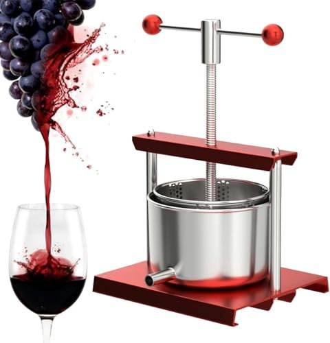 HOTAPEPU Prensa de Frutas for elaboración de Vino, Sidra, barriles de Acero Inoxidable, máquina prensadora for Jugo, Verduras, Vino y Aceite de Oliva(6L)