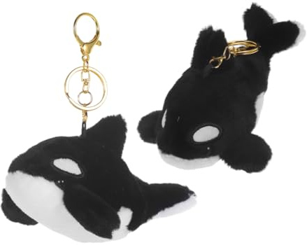VICASKY 2Pcs Orca Keychain Set Cute Ocean Animal Keyring Orca Plush Keyring Whale Ornaments for Bags Keys Backpacks Cartoon Hanging Adornment Marine Lover Gift