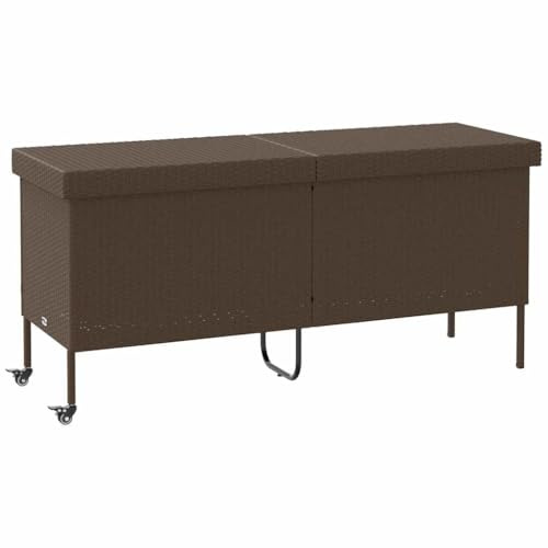 vidaXL Gartentruhe mit Rollen Braun 160x55x75 cm Poly Rattan