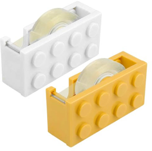 WUSJCOF 2 Pezzi Giallo Porta,Dispenser Nastro Adesivo,Dispenser per Nastro Adesivo a Forma di Mattoncini,Adatto per Scrivanie,Negozi di Fiori,Ristoranti