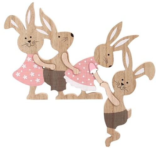 PILUZEAT Ostern Deko Aufsteller Holz,Ostern Dekoration Hase,Osterschmuck aus Holz Ornamente,Ostern Desktop Deko,Ostern Wohnaccessoires,Osterdekoration aus Außen Innen,Osterdekoration zum Basteln