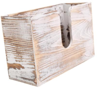 Sharplace Papierhandtuchspender aus Holz zur Wandmontage, Taschentuchspender für die Küche, Wandmontage und Stabiler Toilettenpapierhandtuchhalter aus Holz für, Altweiß