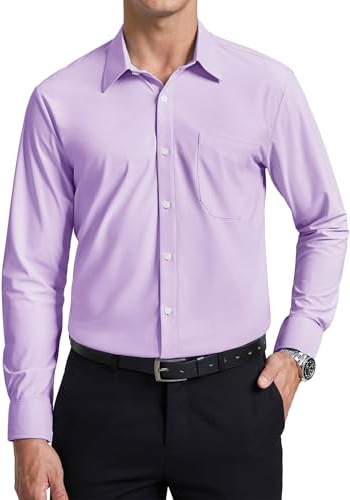 Enlision Chemise habillée à Manches Longues pour Homme Extensible sans Repassage avec Boutons sans Plis Coupe Classique pour Affaires Formelles avec Poche