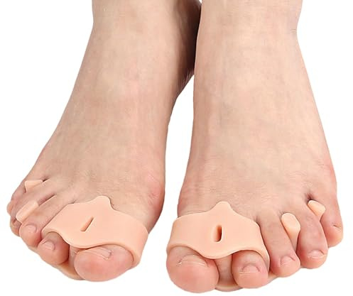 Generisch Soporte para dedos de los pies, separador de dedos de los pies, 2 bucles blandos, reutilizables, alineación de los dedos grandes, soporte corrector de pie para hombres y mujeres, color carne