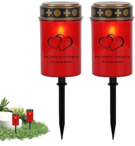 Luci tombali, lampada del cimitero, 2 luci a candela da giardino, decorazione leggera a LED impermeabile per cimitero Grave Pathway Backyard Home Party Garden