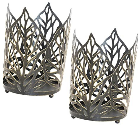 LIFKICH 2stücke Metall Kerzenhalter Im Blattdesign Vintage Eisen Kerzenständer Für Hochzeiten Partys Und Tischdekoration Für Stabkerzen Und Stumpenkerzen