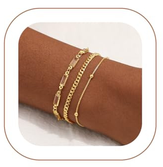 VIROMY Gold Armbänder für Frauen 14K Vergoldet Zarte Multi-Layer Gestapelt Zirkonia Armband Schlange Kubanische Schmuck Geschenke für Frauen