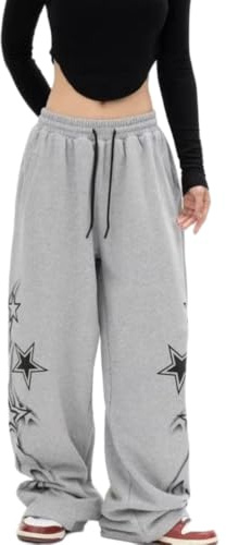 NYSDM Pantalon de danse de rue tendance pour femme Pantalon de danse jazz avec cordon de serrage imprimé Pantalon de survêtement ample décontracté Pantalon de sport tendance, gris, S