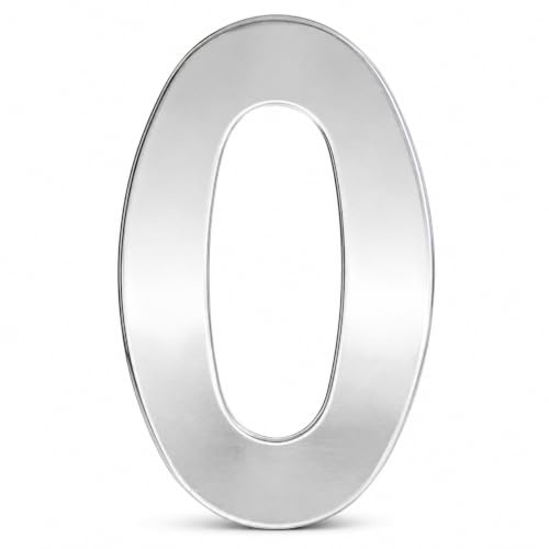 Topolenashop Numero Civico Adesivo 0 da Esterno 75 mm in Acciaio Inox Satinato Argento – Numero Autoadesivo per Porta, Muro, Citofono e Cassetta Postale