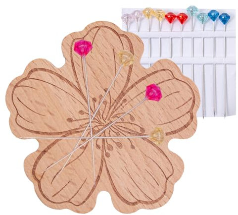 XIAOXIAOYU Magnetische Stecknadelhalter - Magnetische Nähnadel-Aufbewahrung,Mit Holz Blumenmuster Für Stickerei Handarbeit Und