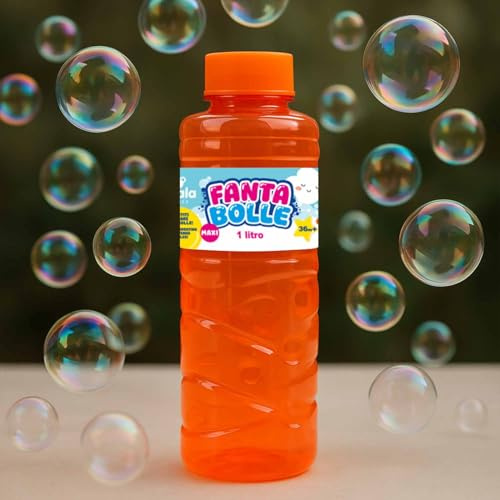 BEPER Bubbles 1 Litre - Bouteille Rechargeable avec bâton à Bulles - Liquide microbiologiquement testé - Idéal pour Les Enfants à partir de 36 Mois et Pack de Recharge pour Les Machines à Bulles.