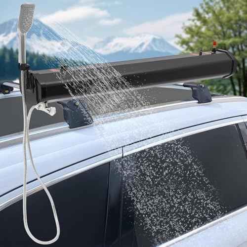 XYEJL 18/20/30 L Depósito De Agua Presurizado para Portaequipajes con Ducha Y Manguera De 1,7 M, Diseño Ligero, Ducha Multifuncional para SUV, Camiones, Off-Road Y Camping,18L